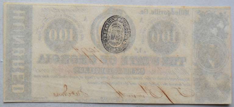 Richly Inked $100 State of Georgia $ 100 Feb 1 1863 Series Notes
