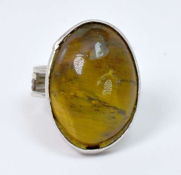 Interesting Brown Stone Ring in Sterling Silver