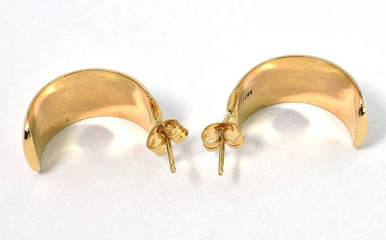 Wide Polished Half-Hoops in 14KT Yellow Gold