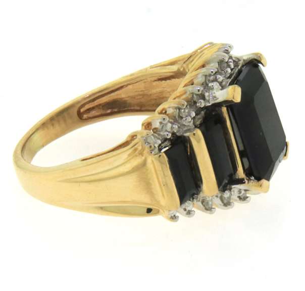 Powerful Yellow Gold Black Onyx & Diamond Ring