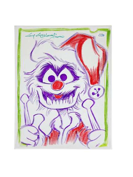Guy Gilchrist Hand Drawn Autographed Animal Muppets Art Canvas ACOA