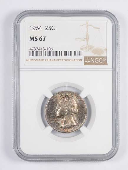 MS67 1964 Washington Quarter - TONED - Graded NGC