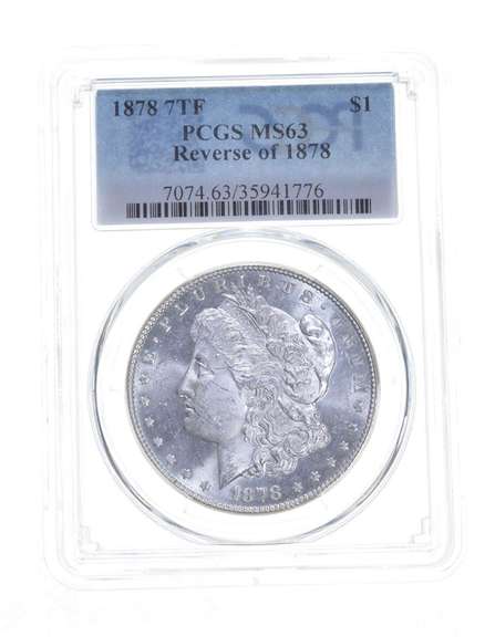 MS63 1878 7TF Morgan Silver Dollar - REV Of 1878 - Graded PCGS