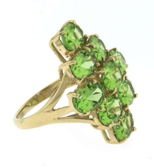 Charming Peridot Cluster Ring in Yellow Gold