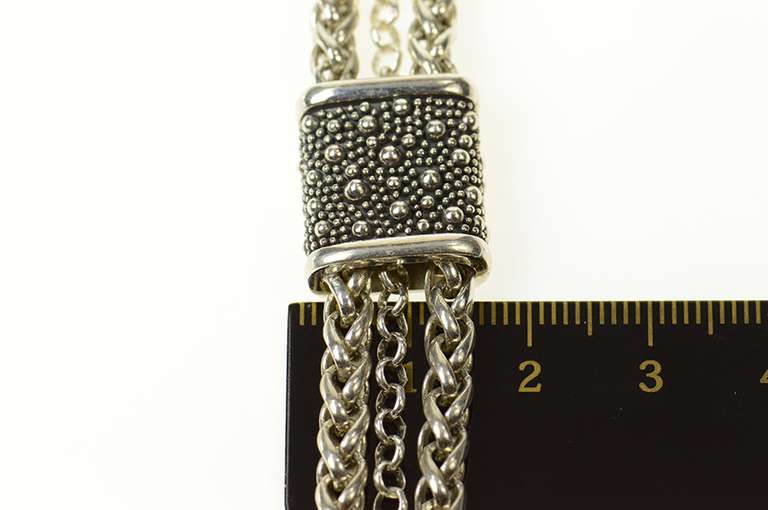 Sterling Silver Michael Dawkins Layered Chain Ornate Bracelet