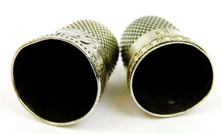 2 Antique Sterling Silver Thimbles