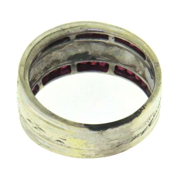 Fantastic White Gold Band w Channel Princess Rubies