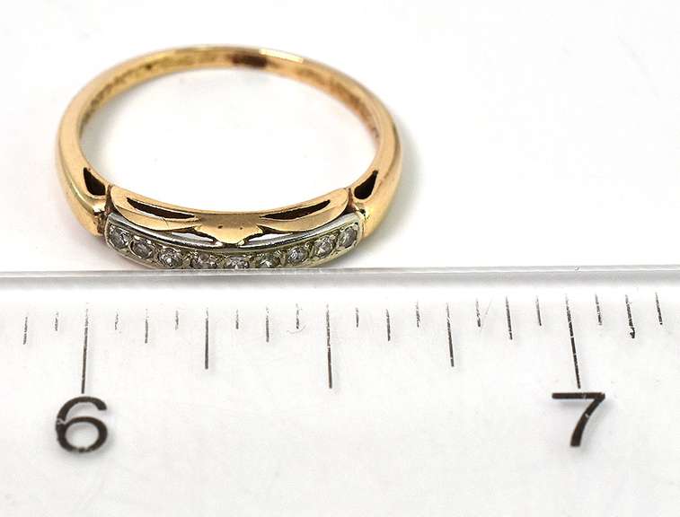 Shiny Diamond Chip Ring in 14KT 2-Tone Gold