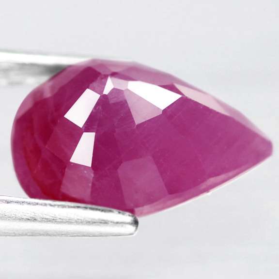 Silky 3.72ct untreated reddish violet pear cut Ruby