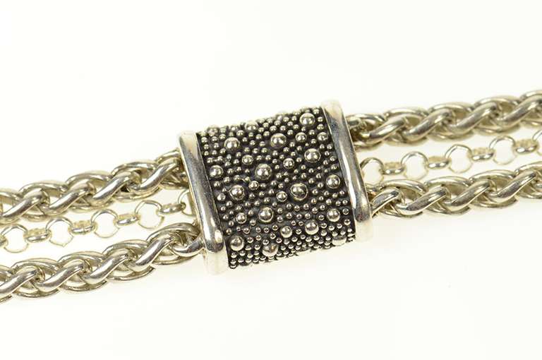 Sterling Silver Michael Dawkins Layered Chain Ornate Bracelet
