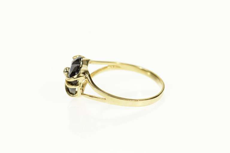 10K Yellow Gold Black Onyx Heart Love Symbol Diamond Ring