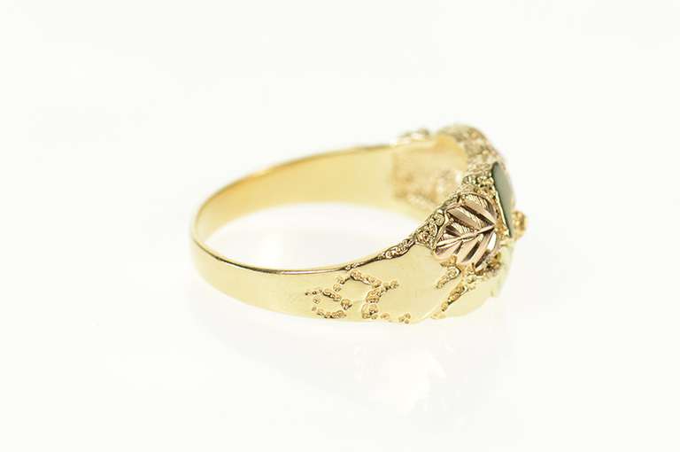 10K Yellow Gold Black Hills Leaf Graduated Statement Band Ring