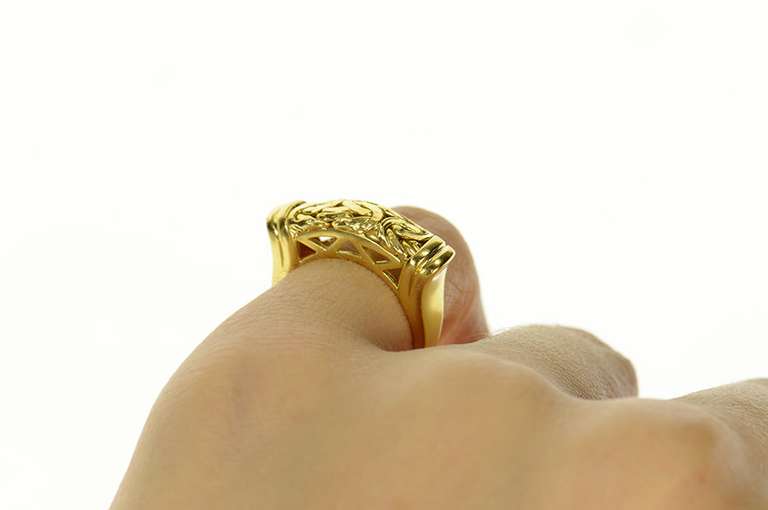 18K Yellow Gold Byzantine Chain Knot Squared Statement Band Ring