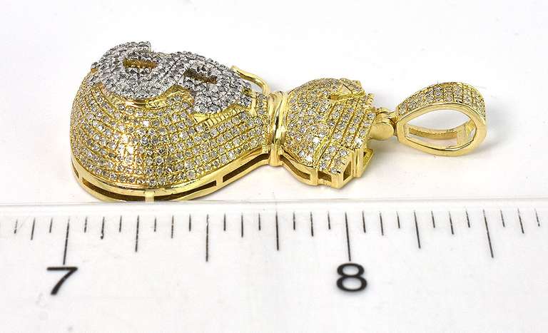 Diamond Money Bag Pendant in Gold