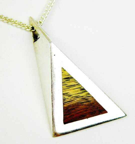 3-D Moderne 950 Sterling Pendant & 30 In Chain