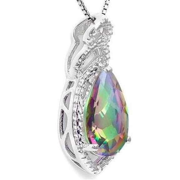 2.28 CT MYSTIC GEMSTONE & DIAMOND 925 STERLING SILVER PENDANT