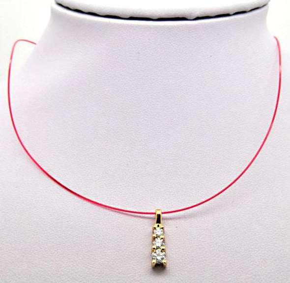 14 KT YELLOW GOLD 3 DIAMOND PENDANT