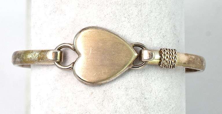 Adorable Heart Charm Toggle Bracelet in Sterling Silver