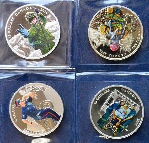 2016 Canadian $15 Silver Coins Colorized Heroes.