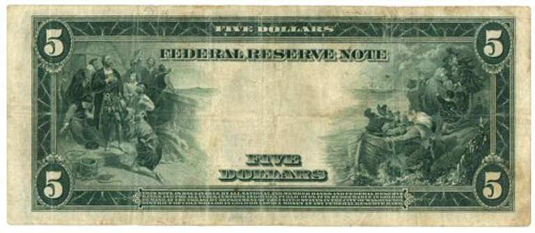 Scarce 1914 Series Large Size $5 Fed Res Note of KC (10-J)