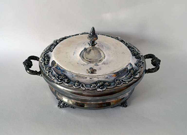Antique Homan Silver Plate Covered Chafing Dish