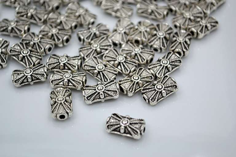 Pewter Puffed Rectangle Spacer Beads, 224 Ct. 15 X 8mm