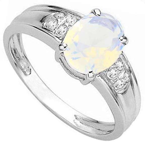 1.00 CT CREATED ETHIOPIAN OPAL & DIAMOND 925 STERLING SILVER RING