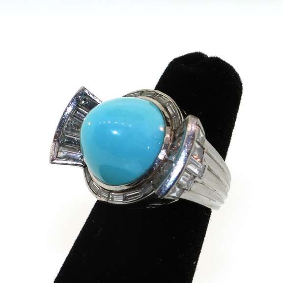Fancy 18KT White Gold Turquoise Ring