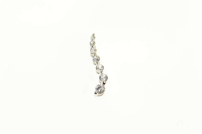 10K White Gold Graduated Diamond Journey Symbol Bar Pendant