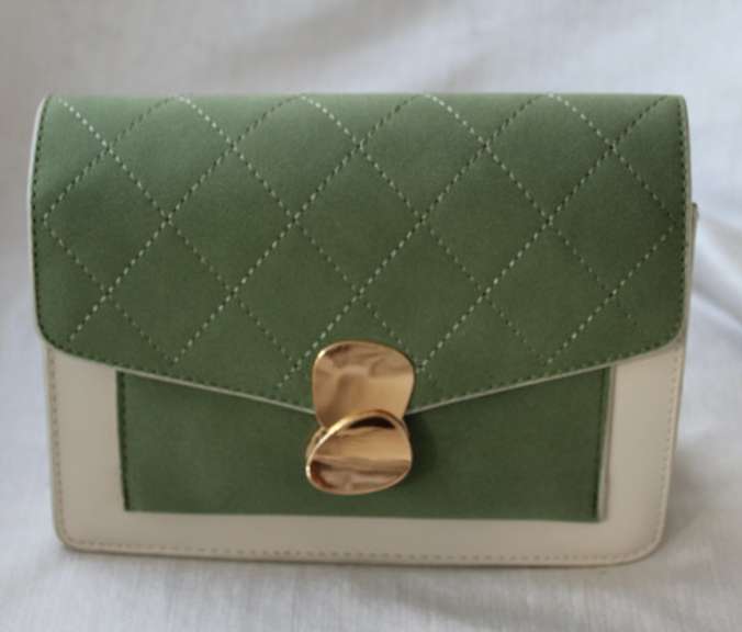 Designer Style Two Tone Velvet and Leather Bag