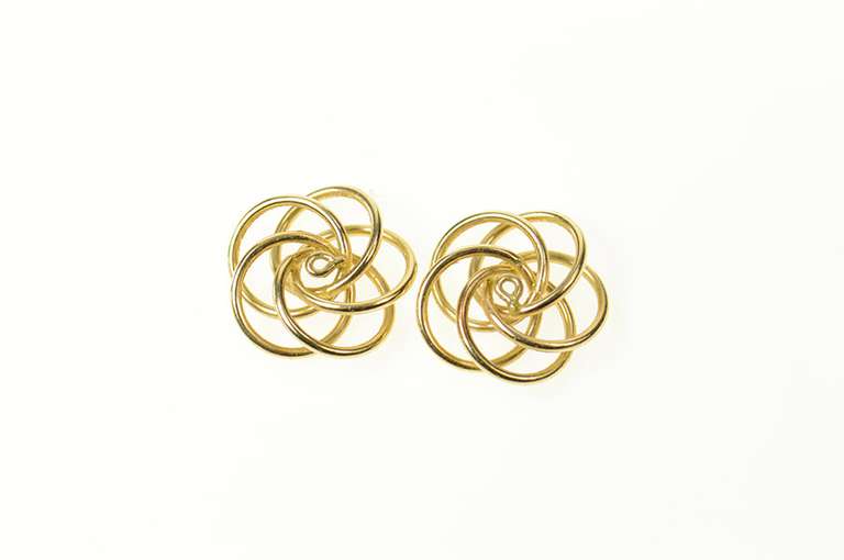 14K Yellow Gold Spiral Design Retro Stud Enhancer Earring Jackets