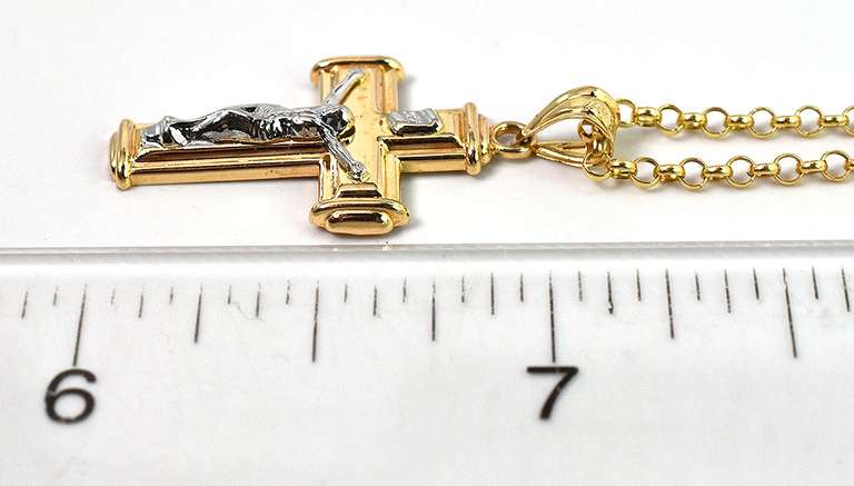 Beautiful Crucifix Necklace in 2-Tone 14KT Gold