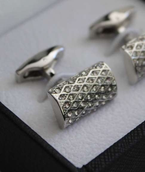 Silver color Jeweled Style Cufflinks By Carelli