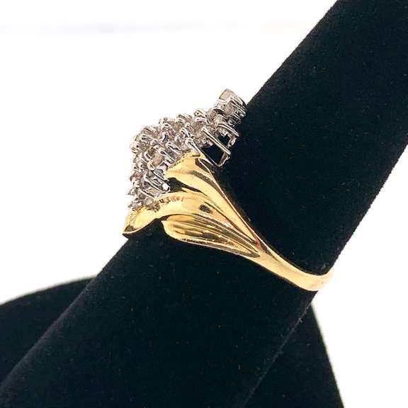 Fancy 10kt Waterfall Diamond Ring