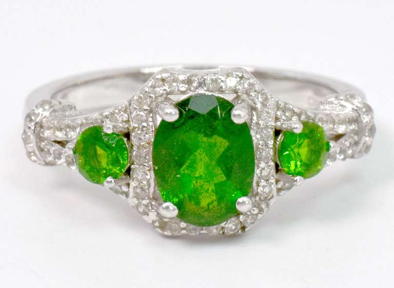 Regal Emerald and Topaz Ring in Sterling Silver