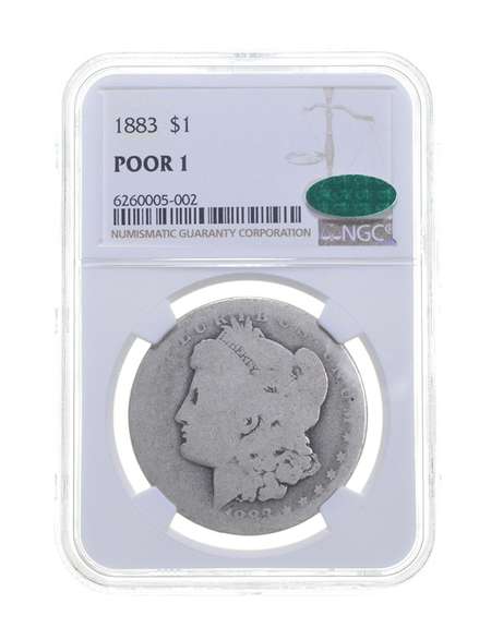POOR 1 1883 Morgan Silver Dollar - CAC - Graded NGC