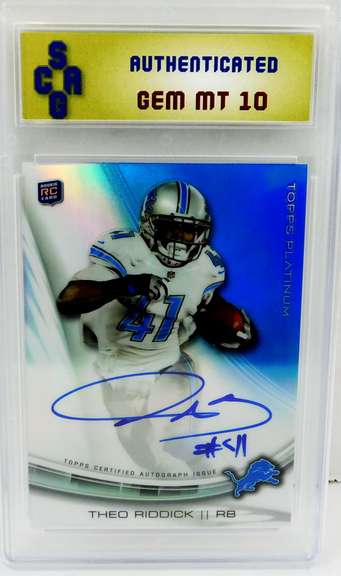 Theo Riddick Autograph Rookie Football Card, GEM MT10