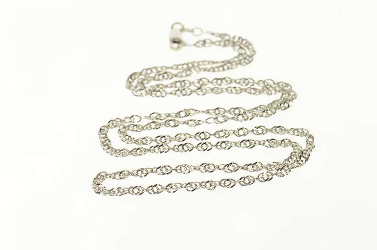 14K White Gold 2.3mm Curb Link Twist Spiral Chain Necklace