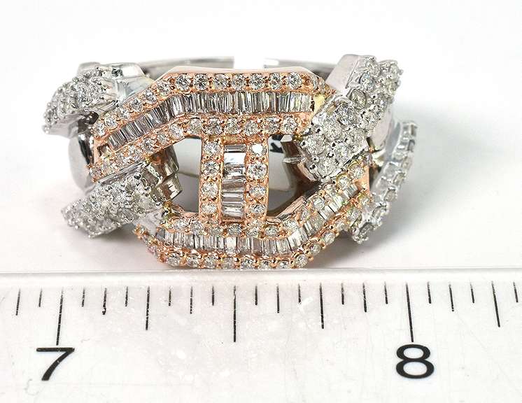 Two Tone Diamond Ornate Ring in Gold