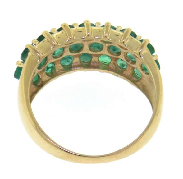Fabulous Yellow Gold 3 Row Emerald Band