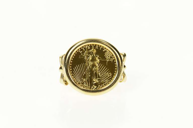 14K Yellow Gold 1993 1/10th Half Eagle $5 Coin Statement Ring