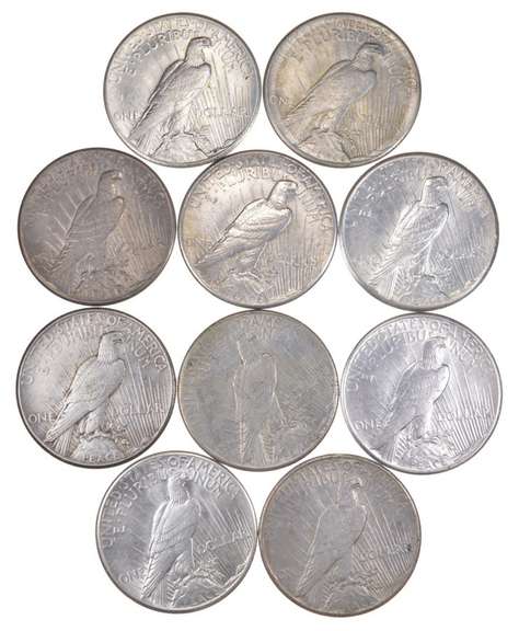 Lot (10) 1928 Peace Silver Dollars - 1/2 Roll WOW!