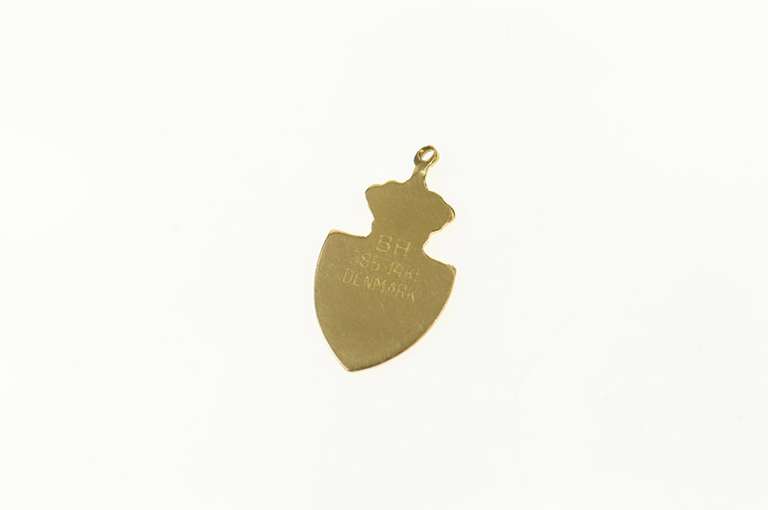 14K Yellow Gold Denmark Enamel Victorian Coat of Arms Charm/Pendant