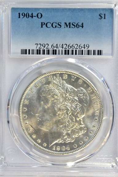 Super near Gem BU 1904-O Morgan Silver Dollar. PCGS MS64