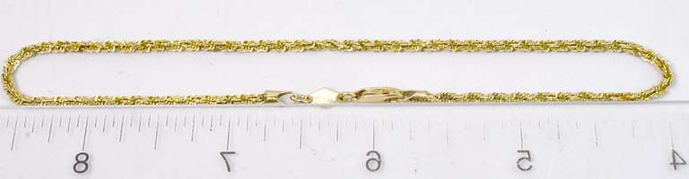 Yellow Gold Anklet, 10 inches