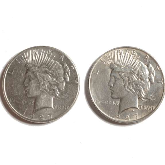 1927 P & D Peace Dollars