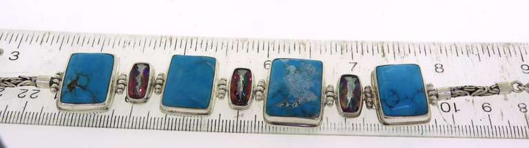 Sterling Silver Turquoise & Mystic Topaz Bracelet