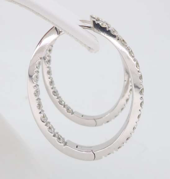 Oval Diamond Inside Out Hoop Earrings in 18k