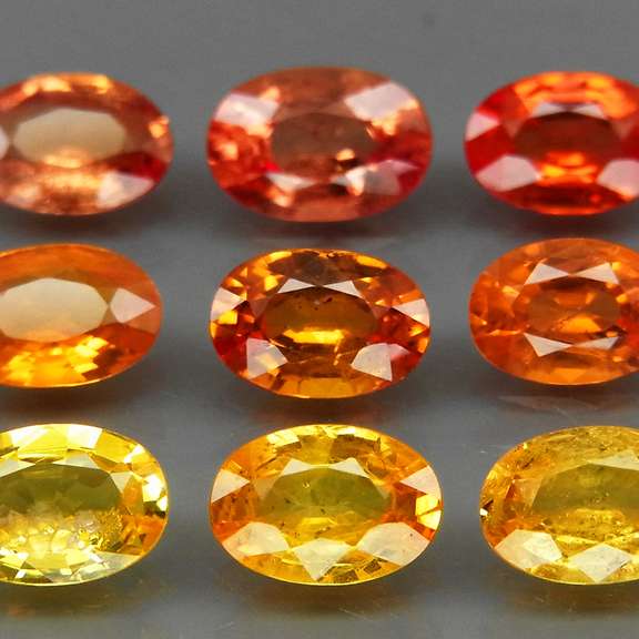 Glittering 9 piece 4.30ct fancy color Sapphire set