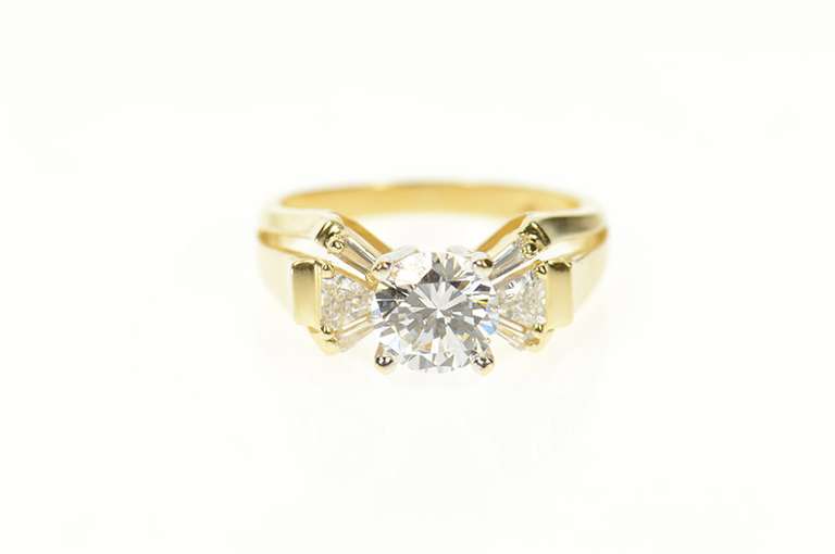 14K Yellow Gold Classic Cubic Zirconia Travel Engagement Ring